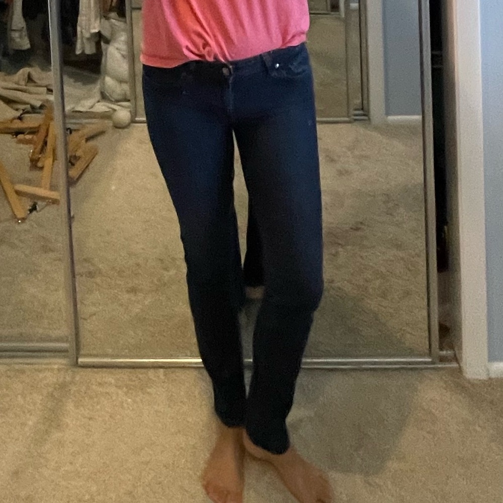 Like New Paige dark denim Peg skinny jeans 28